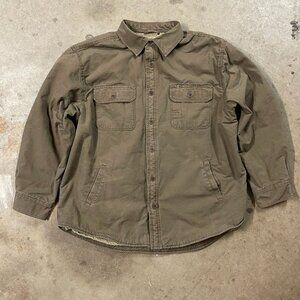 Outdoor Life Sherpa Lined Brown Cotton Canvas Work Jacket Size XL
